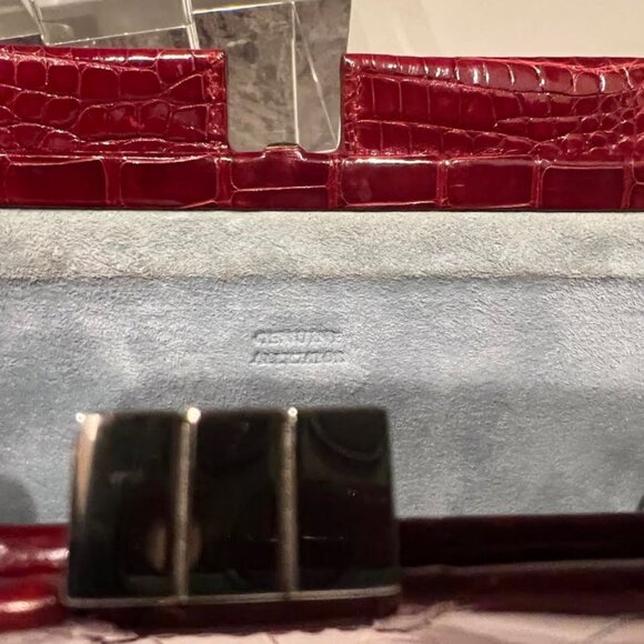 $4K LAMBERTSON TRUEX of TIFFANY & Co. GLOSSY RED ALLIGATOR CLUTCH - Picture 10 of 10